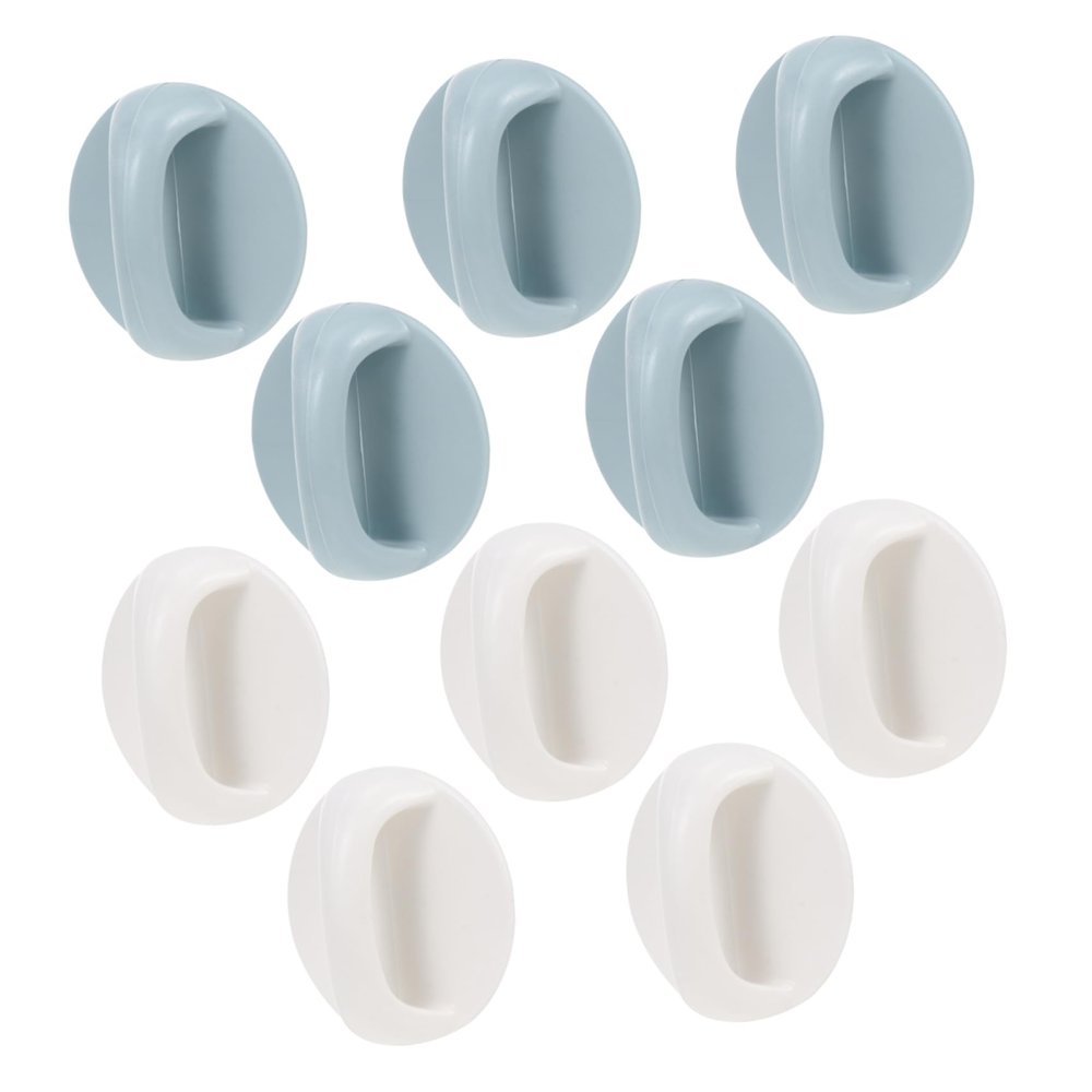 QUMIIRITY 10pcs Self-Adhesive Door Handles No Drilling Auxiliary Pull Handles for Windows Refrigerators and Cabinets Comfortable to Hold Curved Design for Comfortable Use Blue and White Set