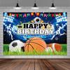 7X5ft Sports Theme Birthday Party Photo Backdrop Photography Background for Boys, Football Basketball Baseball Banner Backdrops Photo Booth Prop Decorations Wall Decor Tablecloth view 1