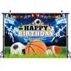 7X5ft Sports Theme Birthday Party Photo Backdrop Photography Background for Boys, Football Basketball Baseball Banner Backdrops Photo Booth Prop Decorations Wall Decor Tablecloth view 2
