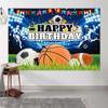 7X5ft Sports Theme Birthday Party Photo Backdrop Photography Background for Boys, Football Basketball Baseball Banner Backdrops Photo Booth Prop Decorations Wall Decor Tablecloth view 3