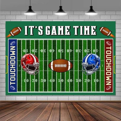 10X10ft Football Field Photo Backdrop Photography Background, Tailgate Party Birthday Banner Backdrops Photo Booth Prop Decorations Wall Decor Tablecloth