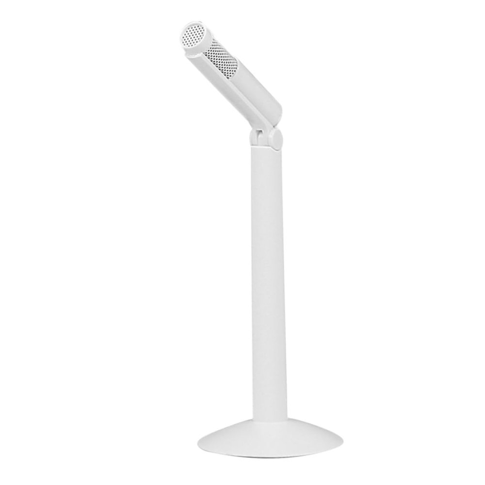 Wakauto 1pc Foldable Condenser Microphone for Interviews Sound Portable Desktop Stand Mic for Video Recording Noise Reduction Technology White