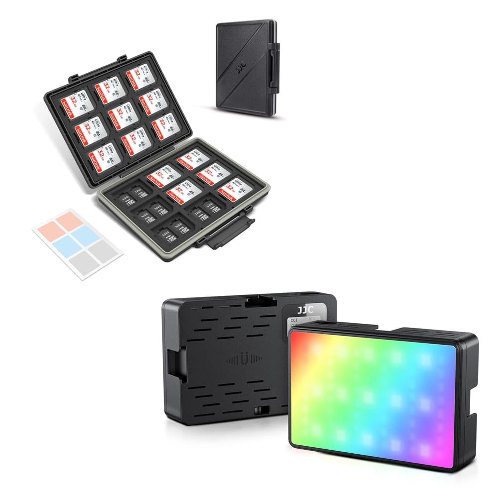 Camera RGB Video Light+[High Capacity] 54 Slots Memory Card Case
