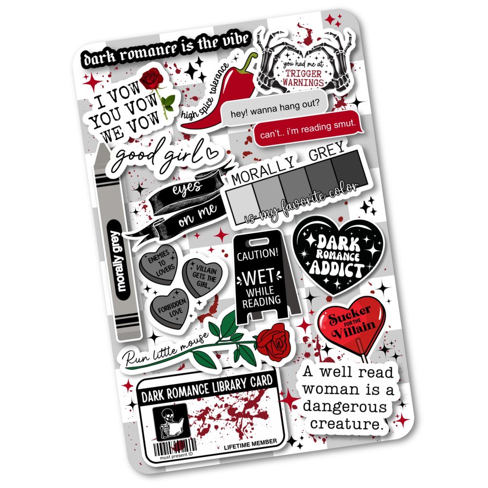 Kindle Insert for Clear Cover | Gothic Bookish Decor | Kindle Cardstock Insert | Booktok Smut Stickers Case Insert | Dark Romance Book Gifts (Kindle 11th Generation Paperwhite 6.8")