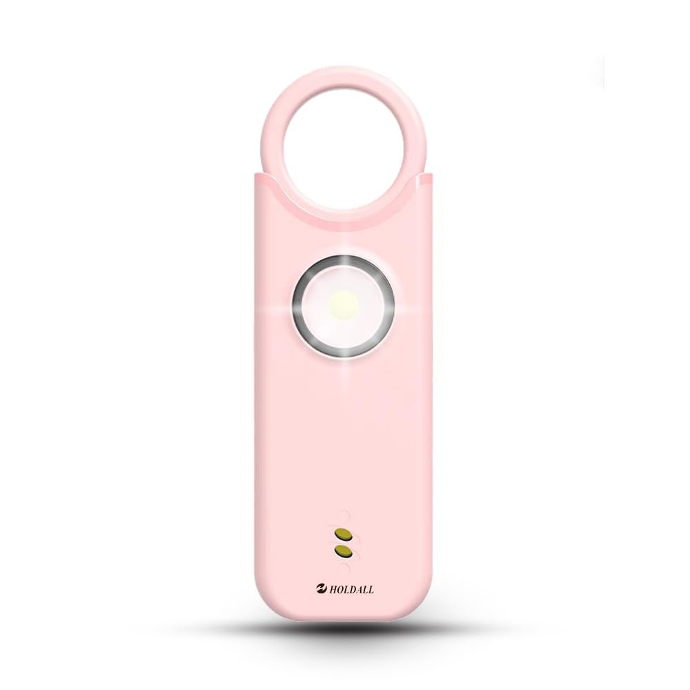 HOLDALL Personal Safety Alarm for Women135dB Loud Siren with Strobe Light-Acoustooptical Warning, Rechargeable Emergency Safety Alarm, 0.9oz Easy Carry for Elderly and Kids. (Pink)