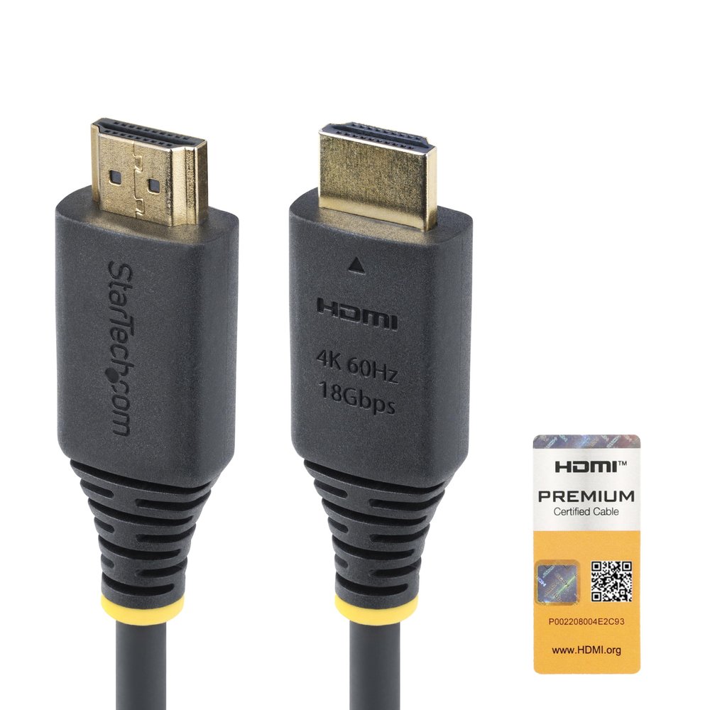 StarTech.com 10ft (3m) Premium Certified High Speed HDMI Cable, 4K 60Hz/1440p 144Hz, 18Gbps, UHD HDMI 2.0 Cord, TPE Jacket