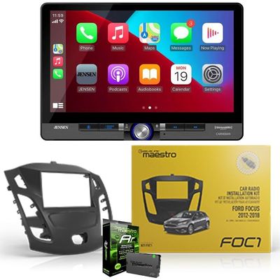 Jensen CAR140MW 10.1" Digital Multimedia Receiver Bundled with + (1) Maestro Dash Kit KIT-FOC1 and MRR ADS-MRR Interface Compatible with Select 2012-18 Ford Focus Vehicles