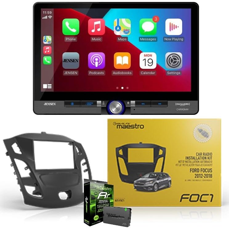 Jensen CAR140MW 10.1" Digital Multimedia Receiver Bundled with + (1) Maestro Dash Kit KIT-FOC1 and MRR ADS-MRR Interface Compatible with Select 2012-18 Ford Focus Vehicles