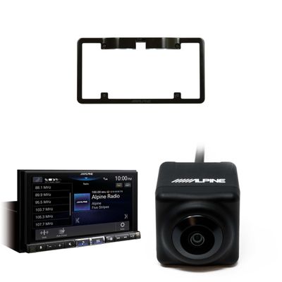 Alpine iLX-507 7-inch Digital Multimedia Receiver with HCE-C1100 Backup Camera & KTX-C10LP Plate Frame Bundle