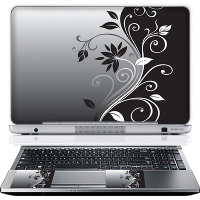 17 17.3 Inch Laptop Skin Sticker Cover Premium Sticker Cover Art Decal Decorative (Included 2 Wrist Pad Skins) - Gray Black Swirls