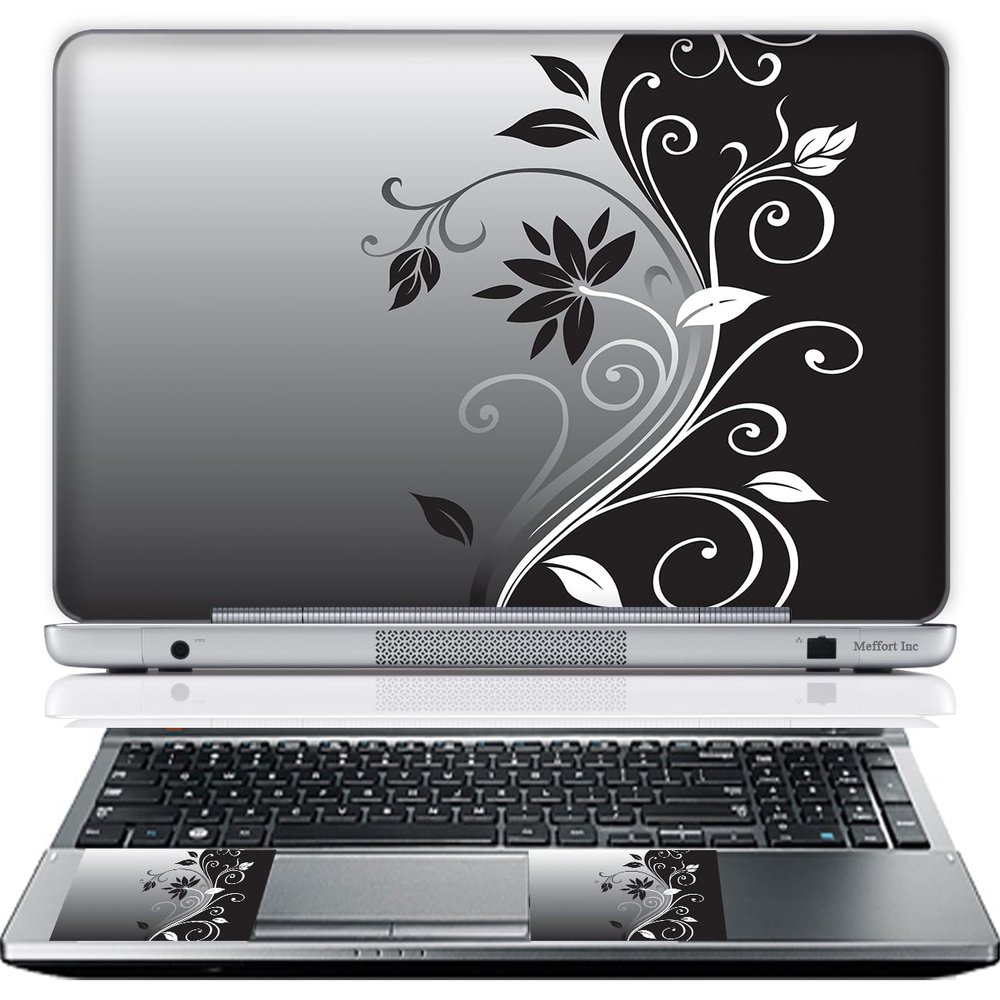 17 17.3 Inch Laptop Skin Sticker Cover Premium Sticker Cover Art Decal Decorative (Included 2 Wrist Pad Skins) - Gray Black Swirls