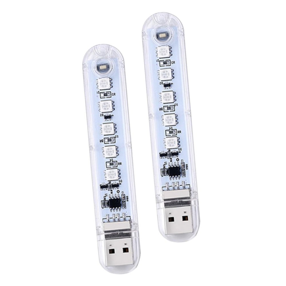 ARTIBETTER 2pcs Car Led Lights USB Atmosphere Night Lamp for Interior Decorative Lighting
