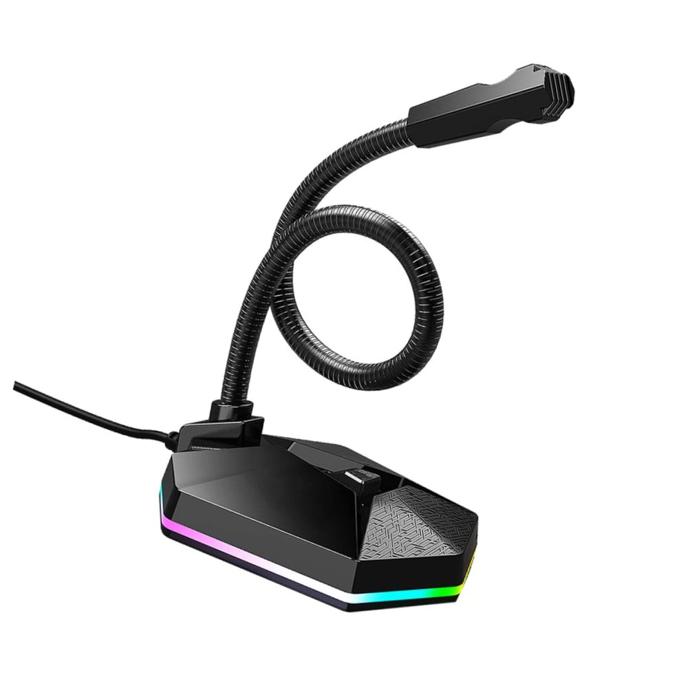 Abaodam 1pc Bendable USB Microphone RGB Lighting for Video Conferencing and Voice Chat Desktop Mini Noise Mic for Home Studio and Office Use Drive and Compact Design