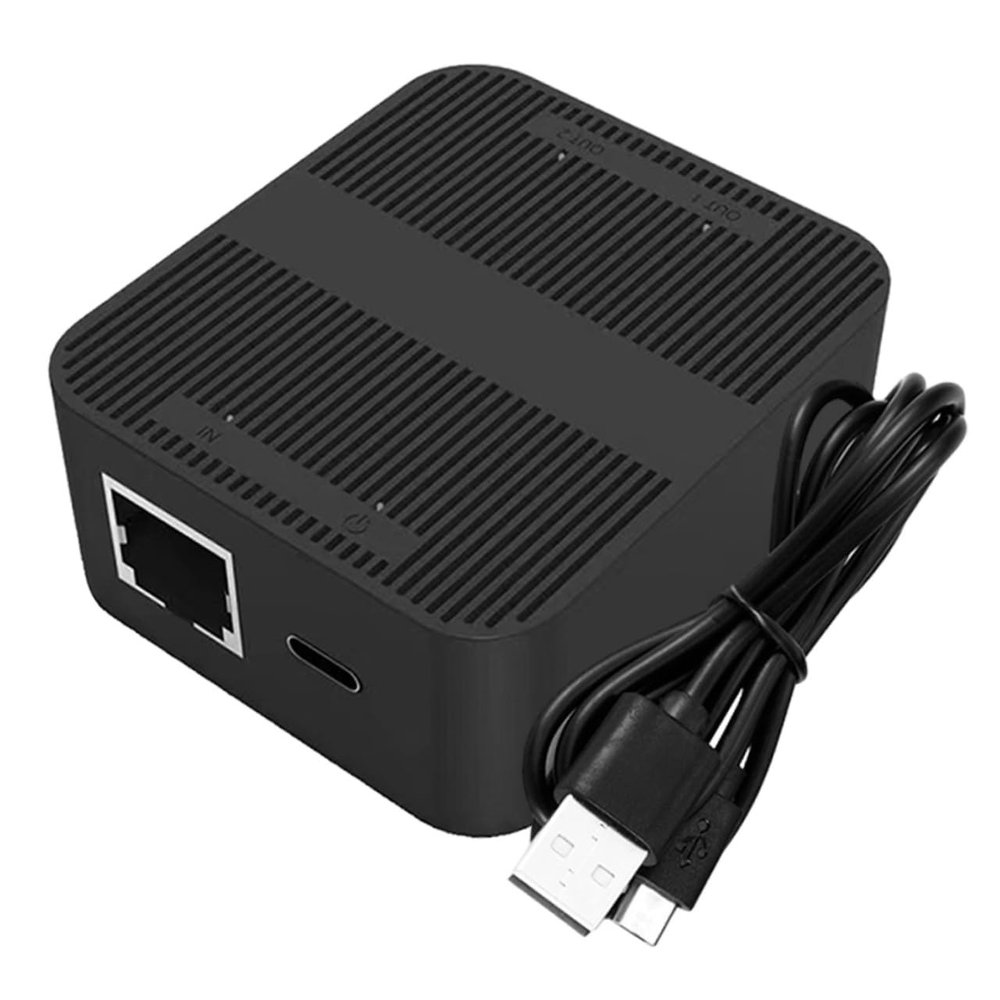 PHENOFICE 100m Ethernet Splitter Adapter to Network Splitter for Easy Device Sharing Compatible with Routers and Computers Efficient Use Black Design