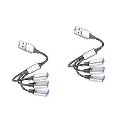 MERRYHAPY 2pcs Multi-Port USB Hub USB Splitter Cable for Multiple Devices Extension Cord Adapter for Laptop Phone