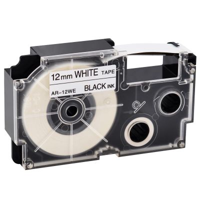 GREENCYCLE 20PK Compatible for XR-12WE XR-12WE2S AR-12WE 12mm 1/2" Black on White Label Maker Tape for KL-200E KL-300 KL-430 KL-C500 KL-750 KL-780 KL-820Label Printer