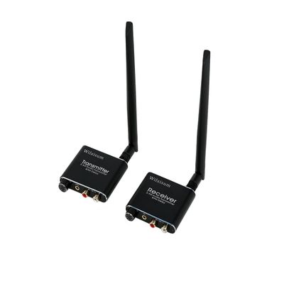 Wilxisum 2.4G Wireless Audio Transmitter and Receiver, RCA/3.5mm Jack Input/Output with Volume Adjustment knob, 160ft Distance Low Latency Transmission Adapters