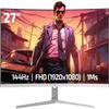 GAMEPOWER F20 27 Inch Curved White Gaming Monitor, 120Hz 1080p Display, 1ms Response Time, AMD FreeSync, HDR Support, 125% sRGB, RGB Backlight, Dual Speakers, Zero Frame Design, HDMI and VGA Inputs view 1