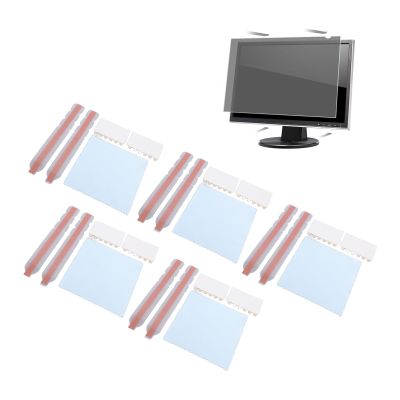 Privacy Screen Filter Adhesive Strips, Double Sided Adhesive Strips with Plastic Slide Mount Holder Tabs and Microfiber Cloth, Replacement Kits(5pcs)