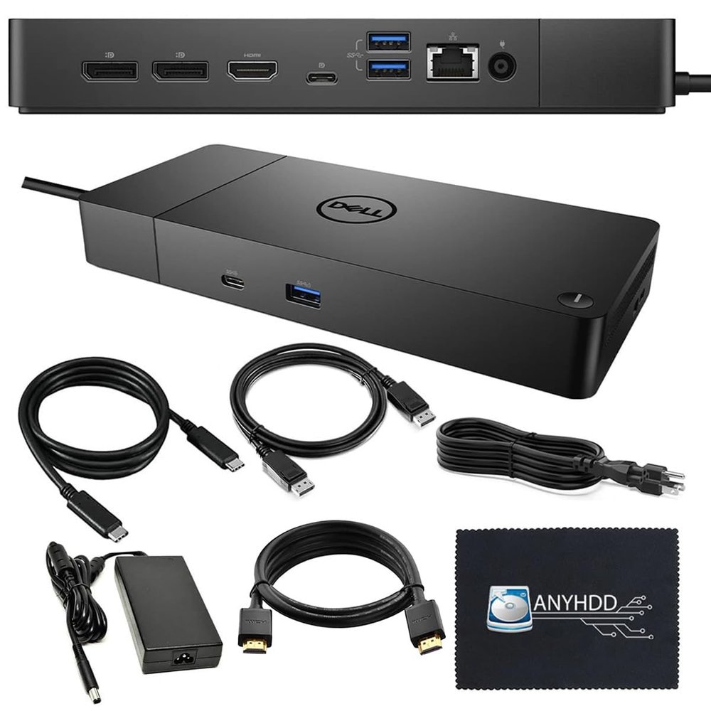 Dell WD19S Docking Station 130W (90W Power Delivery), Dell Docking Station for Laptop with 130W Power Adapter + HDMI + DisplayPort + USB-C Cable + Microfiber Cloth (Renewed)