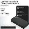 40AS0090US Lenovo Thinkpad Docking Station Gen 2-1 Year Warranty, Lenovo Docking Station for Laptop with 90W Adapter, HDMI, USB-C, DisplayPort Cables & Cloth - Universal Thunderbolt 3 Dock view 3