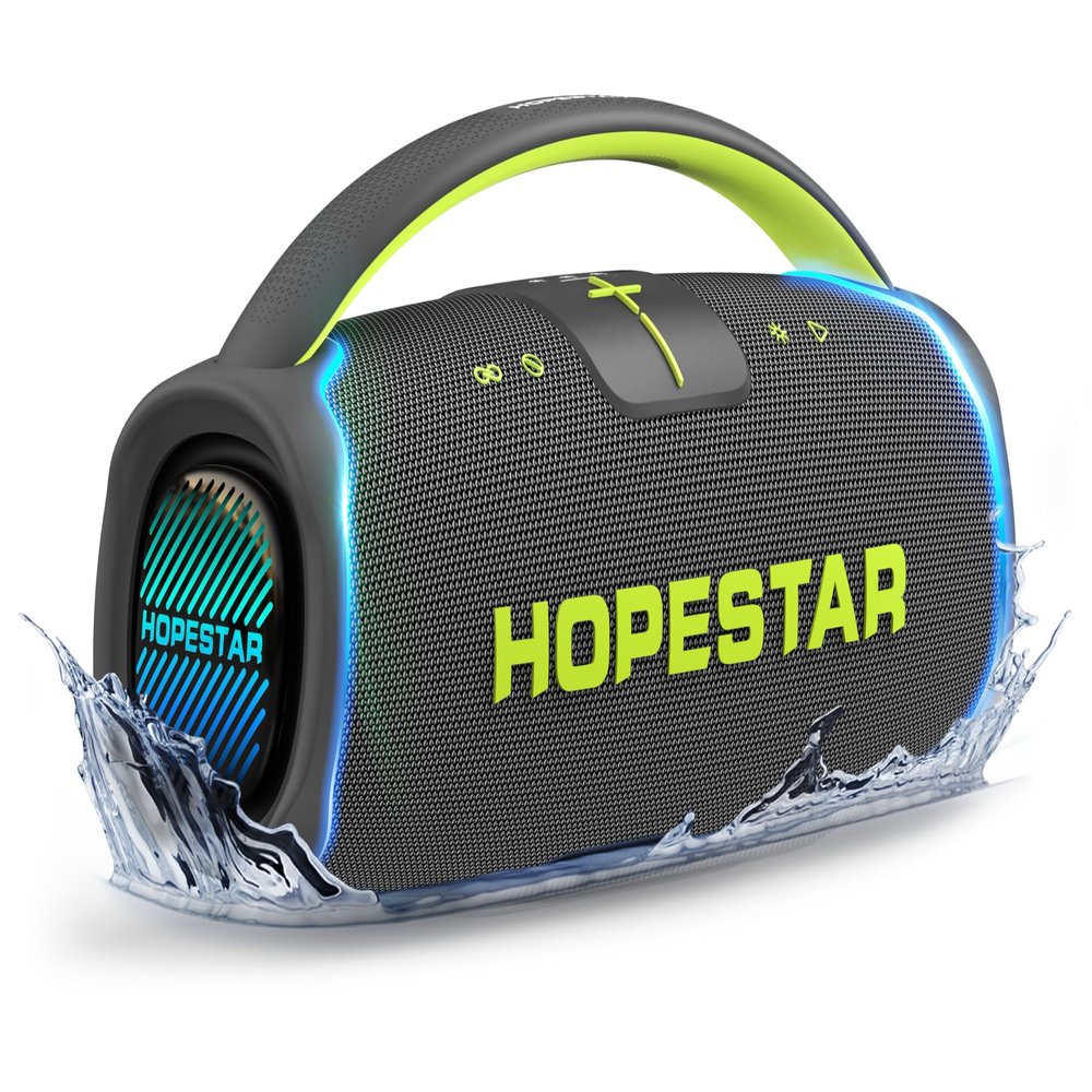 300W Portable Speaker Wireless Bluetooth Audio Big Bass with Handle, Microphone, Hopestar Series (Gray)