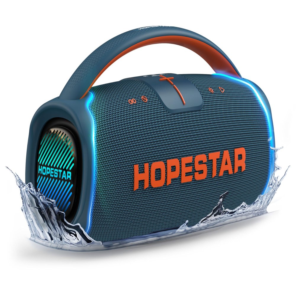 300W Portable Speaker Wireless Bluetooth Audio Big Bass with Handle, Microphone, Hopestar Series (Blue)