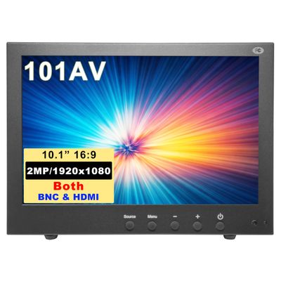 101AV Professional Security Monitor, 10.1 LED Display, HDMI, 2 Analog HD BNC in/out, 2MP/1920x1080P/Full HD & CVBS, Sturdy Metal Housing & Versatile Mounting Bracket, Perfect for RV/Camper/Marine