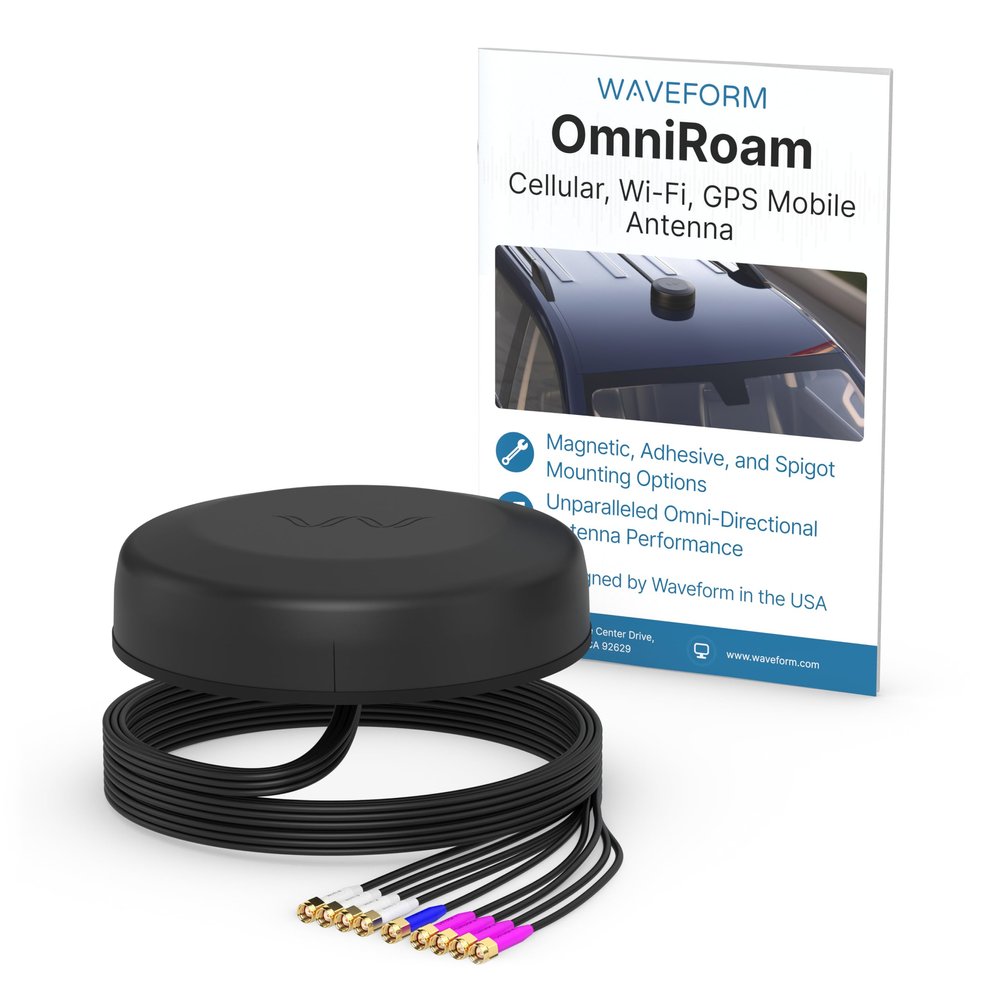 Waveform OmniRoam 9-in-1 Low-Profile Mobile Antenna High-Performance, Rugged Fleet Antenna for Peplink, Cradlepoint, Cisco (4x4 Cellular, 4x4 WiFi, GPS)