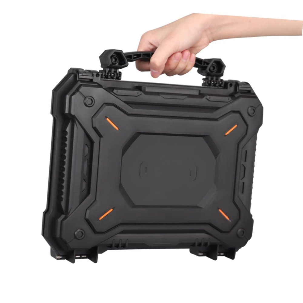 BUTIFULSIC Durable Safety Tool Box Impact Resistant Storage Case for Digital Accessories High-density Shockproof Design Convenient Reverse Lock Catch Black Color