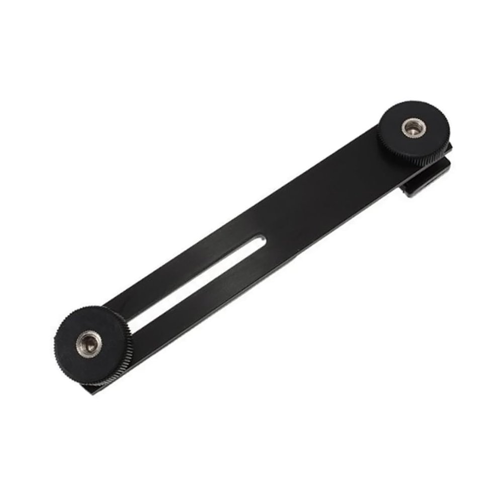 ARTIBETTER Aluminum Alloy Dual Camera Bracket Mount Tripod Flash Mount for 1/4 Screw Flash Light Holder for Studio Wedding Event Use