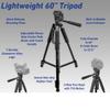 60" Aluminum Tripod for Sony Alpha E-Mount Mirrorless Camera A7RIV A7RIII A7III A7II A7RII A7S A7 A9 A6600 A6500 A6400 Black view 2