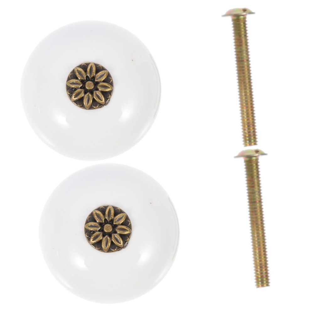 KONTONTY 2pcs Round Dresser Knobs Cabinet Door Handles for Kitchen Bathroom Dresser Easy to Install
