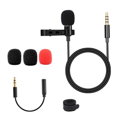 ARTIBETTER Omnidirectional Lapel Mic Clip Microphone Recording for Phone Desktop Audio Plug