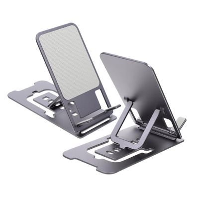 ULDIGI 1pc Foldable Aluminum Alloy Phone Stand Desktop Holder for Tablets and Smartphones and Stylish Design for Easy Video Watching and Hands Use Silver