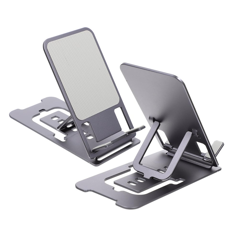 ULDIGI 1pc Foldable Aluminum Alloy Phone Stand Desktop Holder for Tablets and Smartphones and Stylish Design for Easy Video Watching and Hands Use Silver