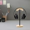 MERRYHAPY Metal Headphone Hanger Wooden Stand Desktop Organizer Strong Load Capacity Slip Space Saver view 4