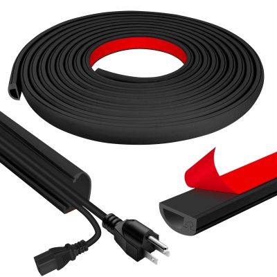 Cord Wall Cover, 236in Self-Adhesive Wire Covers for Cords on Wall, Extension Cable Hider for Floor, Mounted Tv, Home and Office Cavity 0.63" Wx0.31 H (Black)