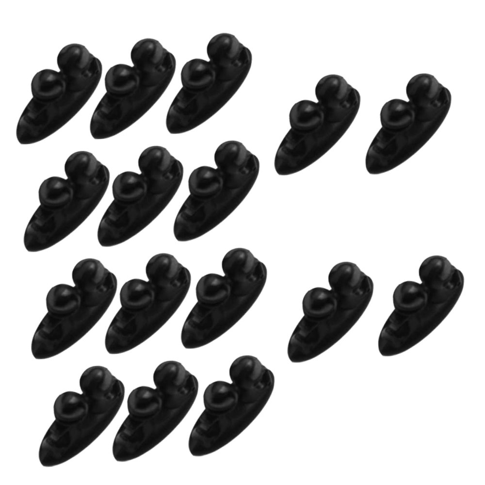 MERRYHAPY 16pcs Self-Adhesive Cable Clips for Car Interior Durable Cable Organizers for Headphone Data and Charging Wires Easy to Install Strong Adhesive Versatile Use Black