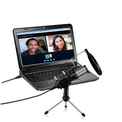 Wakauto Microphone Long Distance USB Computer Mic Replacement Clip Interview Handle