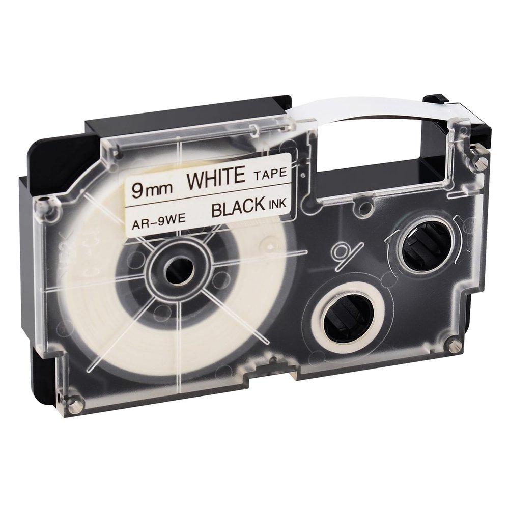 GREENCYCLE 100PK Compatible for XR-9WE XR-9WE2S AR-9WE 9mm 3/8" Black on White Label Maker Tape for KL-120 KL-60 KL-100 KL-750B KL-750 KL-7200 Label Printer