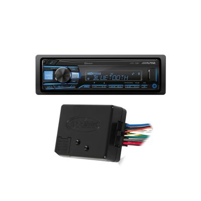 Alpine UTE-73BT with Steering Wheel Control Adapter Single-DIN Digital Media Receiver with Bluetooth and Pandora Control + ASWC-1