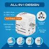 Ceptics Universal Travel Adapter 17.5W, 5 in 1 Universal Laptop Charger with 2X USB-A & USB-C 3.5A for Mobiles, Laptops, Cameras US, UK, EU, AU, All in 1 Type A, C, G, I Output, White view 3