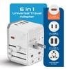 Ceptics 6-in-1 Universal Travel Adapter with 2X USB-A and 3X USB-C, 45W for Global Use, Compatible with US, EU, UK & More, White view 2