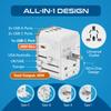 Ceptics 6-in-1 Universal Travel Adapter with 2X USB-A and 3X USB-C, 45W for Global Use, Compatible with US, EU, UK & More, White view 3