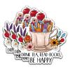 (3Pcs) Drink Tea Read Books Be Happy Stickers Read Books Sticker Reading Decal Waterproof Vinyl Stickers Adult for Laptop Kindle Car Tumbler Water Bottle Mug Phone Notebook Helmet - Size 3x2,8 view 1