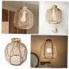 BCOATH Handmade Woven Lampshade Rustic Ceiling Lamp Shades Farmhouse Decor Pendant Light view 2