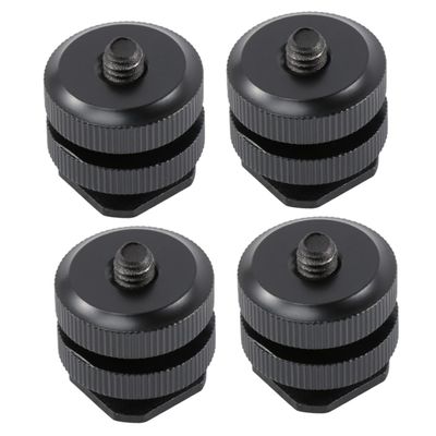 jojofuny 4pcs Aluminum Alloy Cold Shoe Adapter for Tripod Mount Flash Holder with Screw Compatible with DSLR Cameras and Accessories