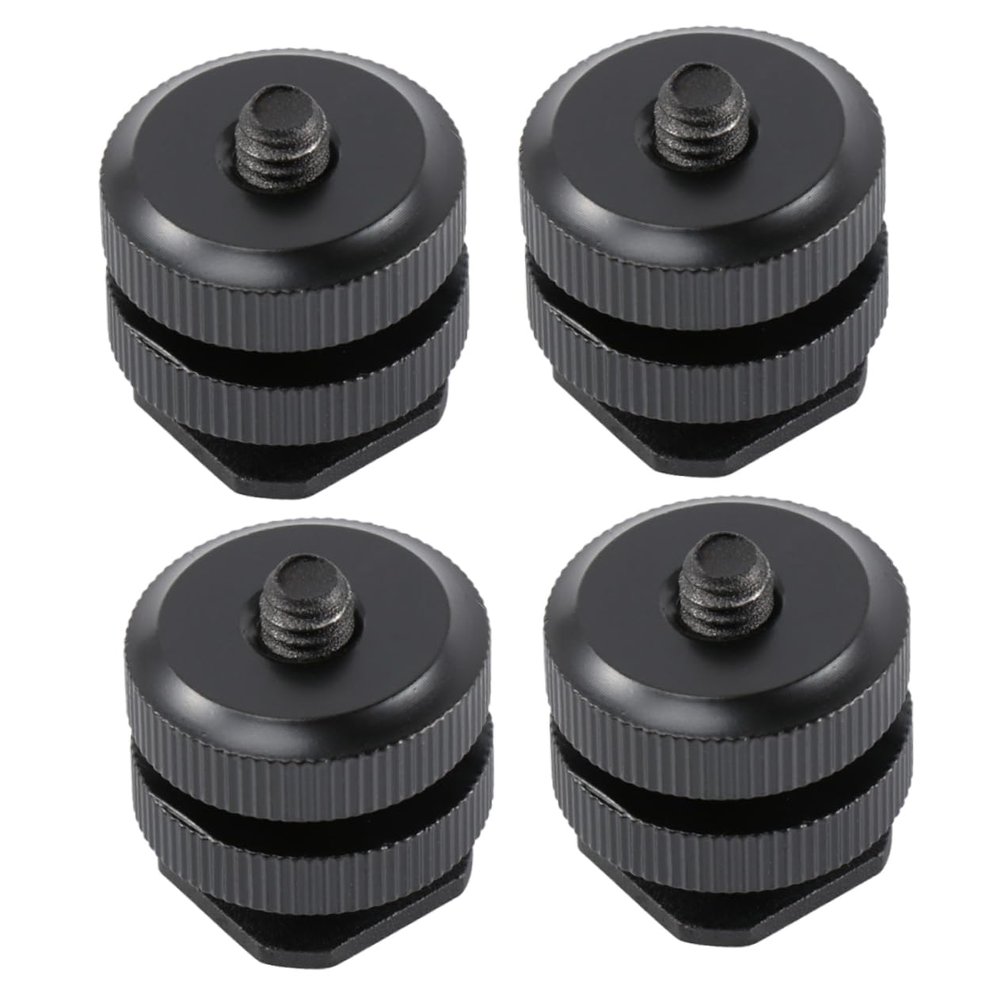 jojofuny 4pcs Aluminum Alloy Cold Shoe Adapter for Tripod Mount Flash Holder with Screw Compatible with DSLR Cameras and Accessories