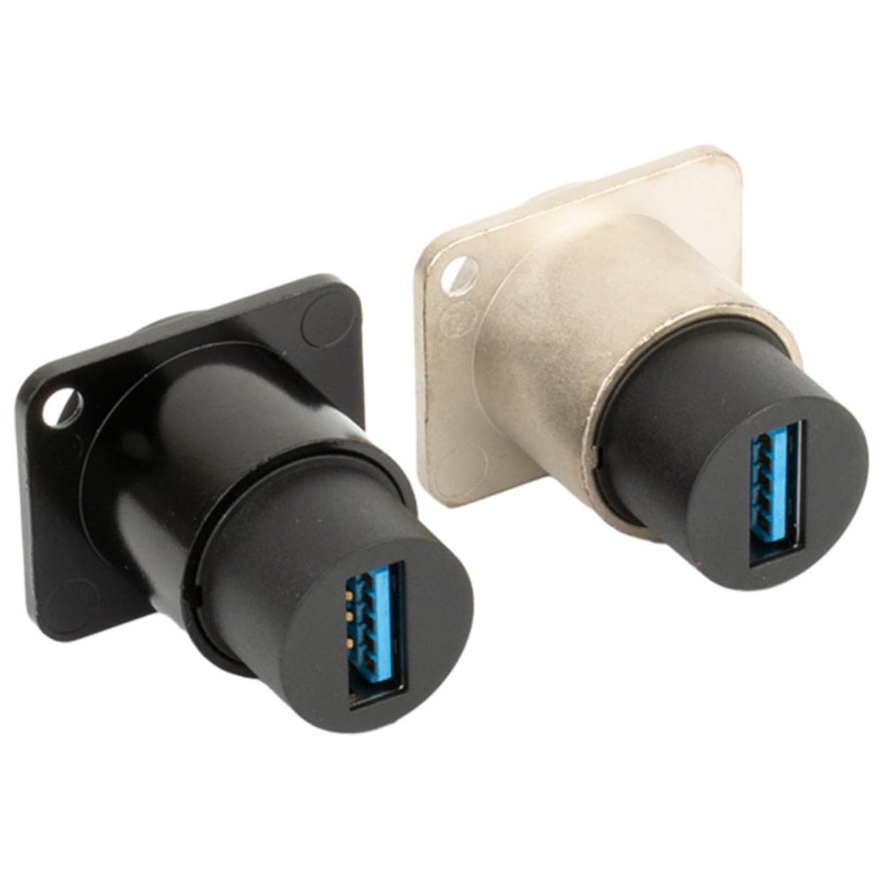 ARTIBETTER 2pcs USB Female to Female Panel Mount Coupler Adapter Connector for Easy USB Device Connection Compatible Laptops Desktops and External Drives Black Silver